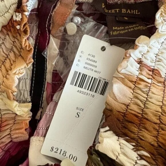 Anthropologie NWT Vineet Bahl Watercolor Hibiscus Multi Color Dress - S - Picture 10 of 13